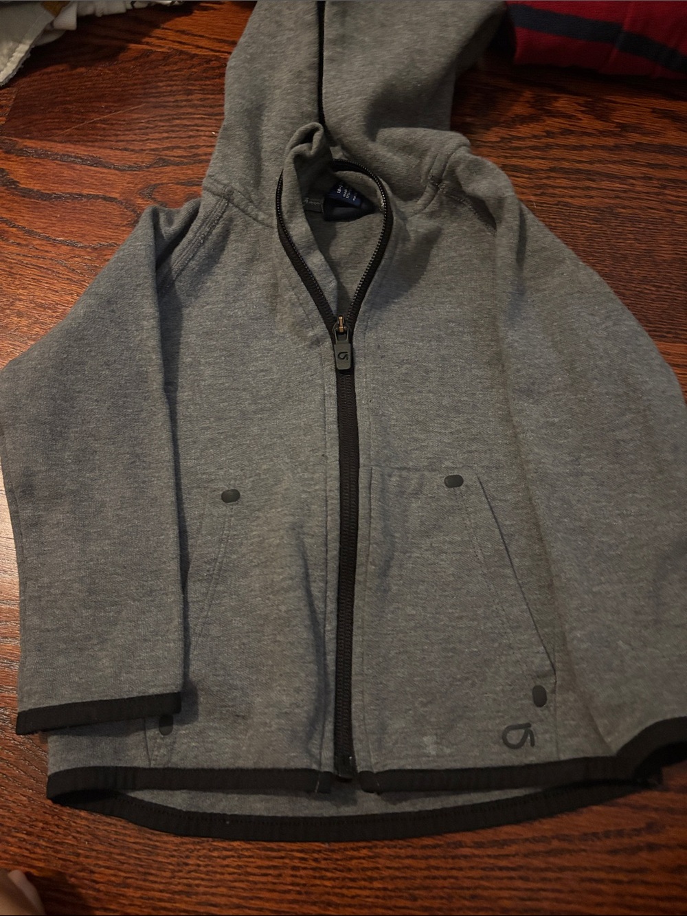 Baby GAP Gray Hooded Zip Jacket with Contrast Trim